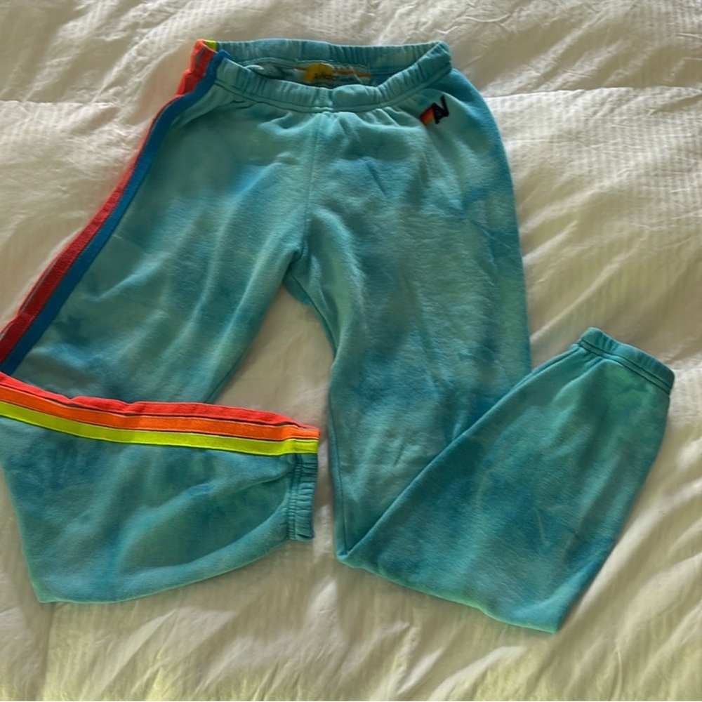 Aviator Nation Blue Green Tye Dye Sweatpants
